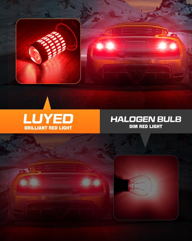 LUYED 1157 LED Bulb Brilliant Red Brake Lights 3400 Lumens 2057 2357 7528 Light Bulbs with Projector Len for Tail BrakeTurn Signal Lights, Pack of 2 - Image 5